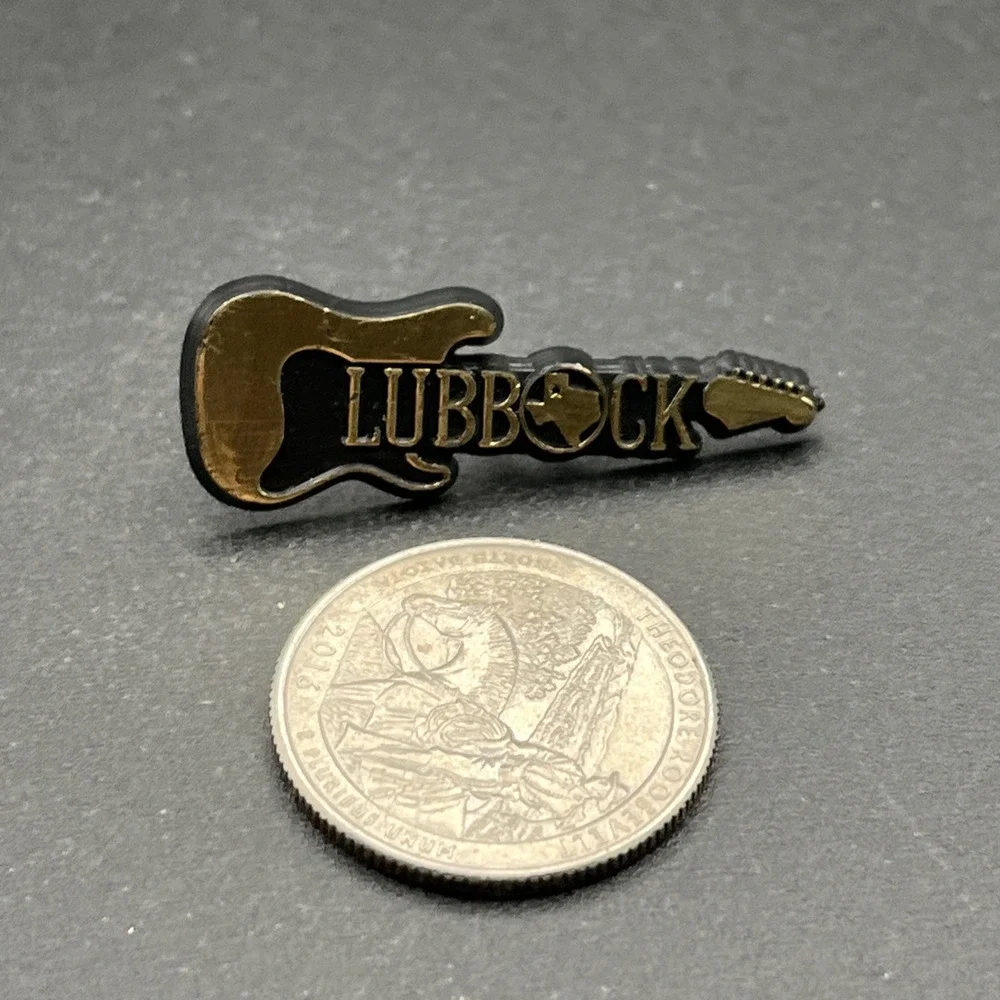 Lubbock Texas Guitar Plastic‎ Lapel Hat Pin